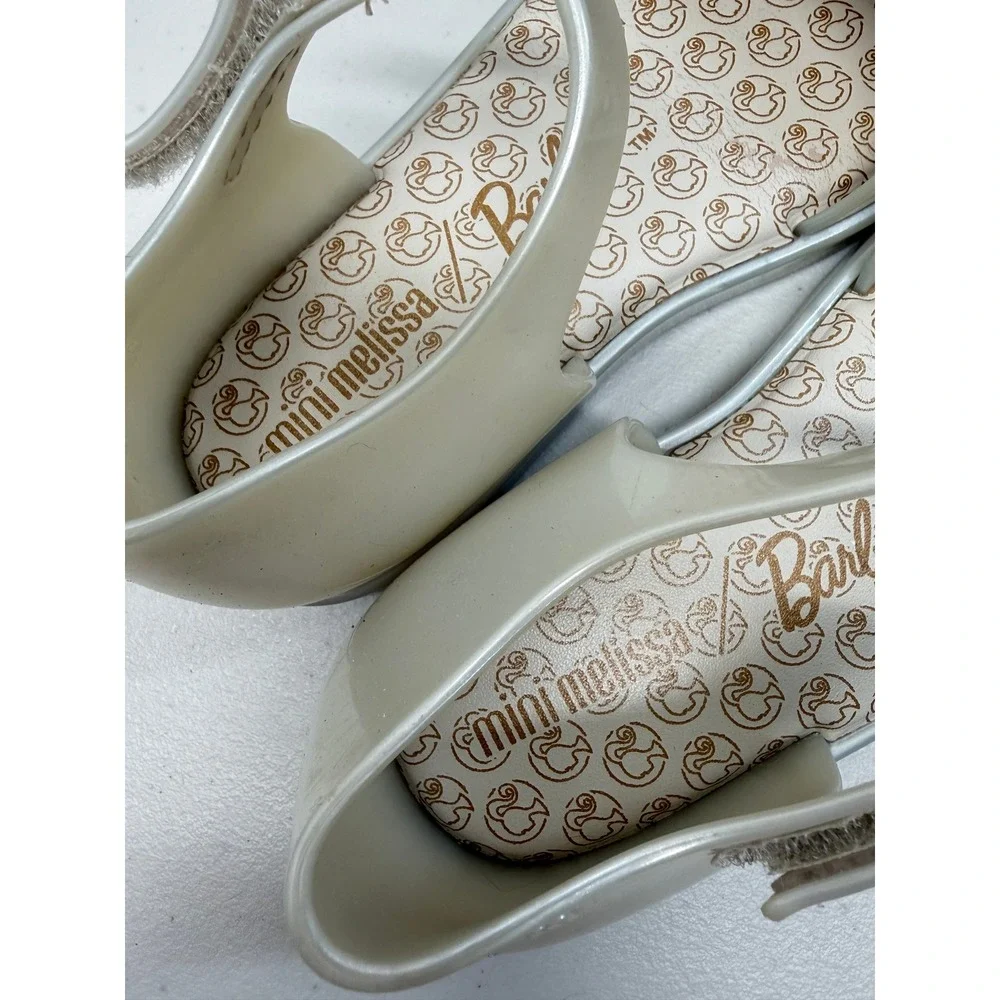 Mini Melissa x Barbie Sweet Love Jelly Flats Pearlescent Toddler 10 US 27 EU